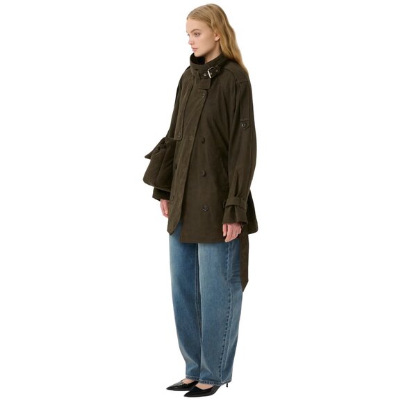 GESTUZ GZesme Suede Leather Jacket Belted Crocodile Green $1399 EUC Sz 36 Small - Picture 5 of 9